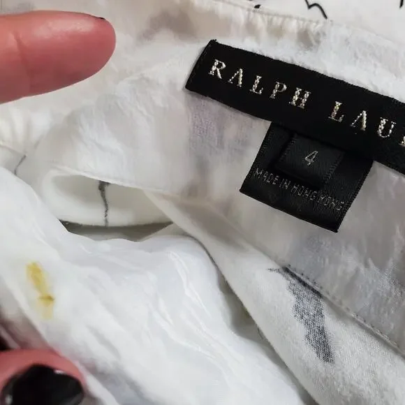 Ralph Lauren Black Label Black White Floral Flare Full Knee Length Skirt - Picture 6 of 10